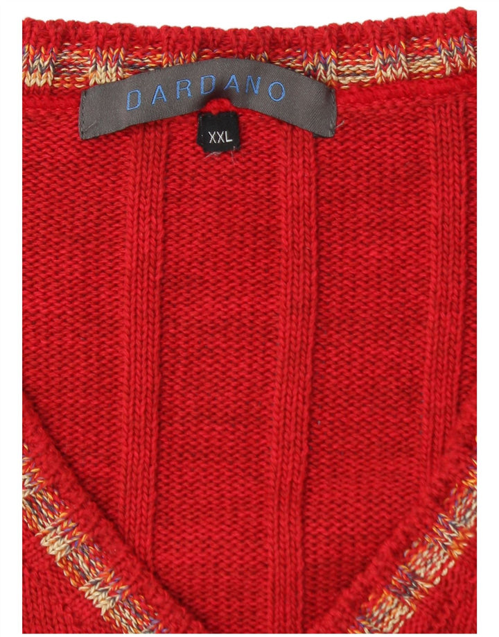 Dardano - Jersey con cuello en V para hombre, talla 2XL, lana roja