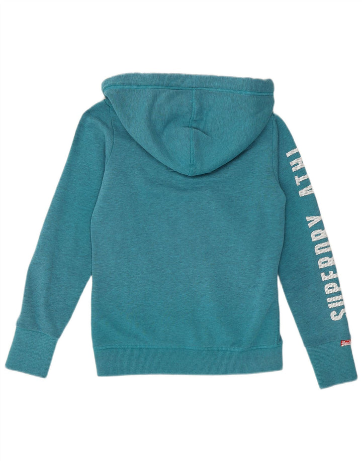 Superdry Mujer Sudadera con capucha y cremallera UK 10 Small Turquesa Algodón