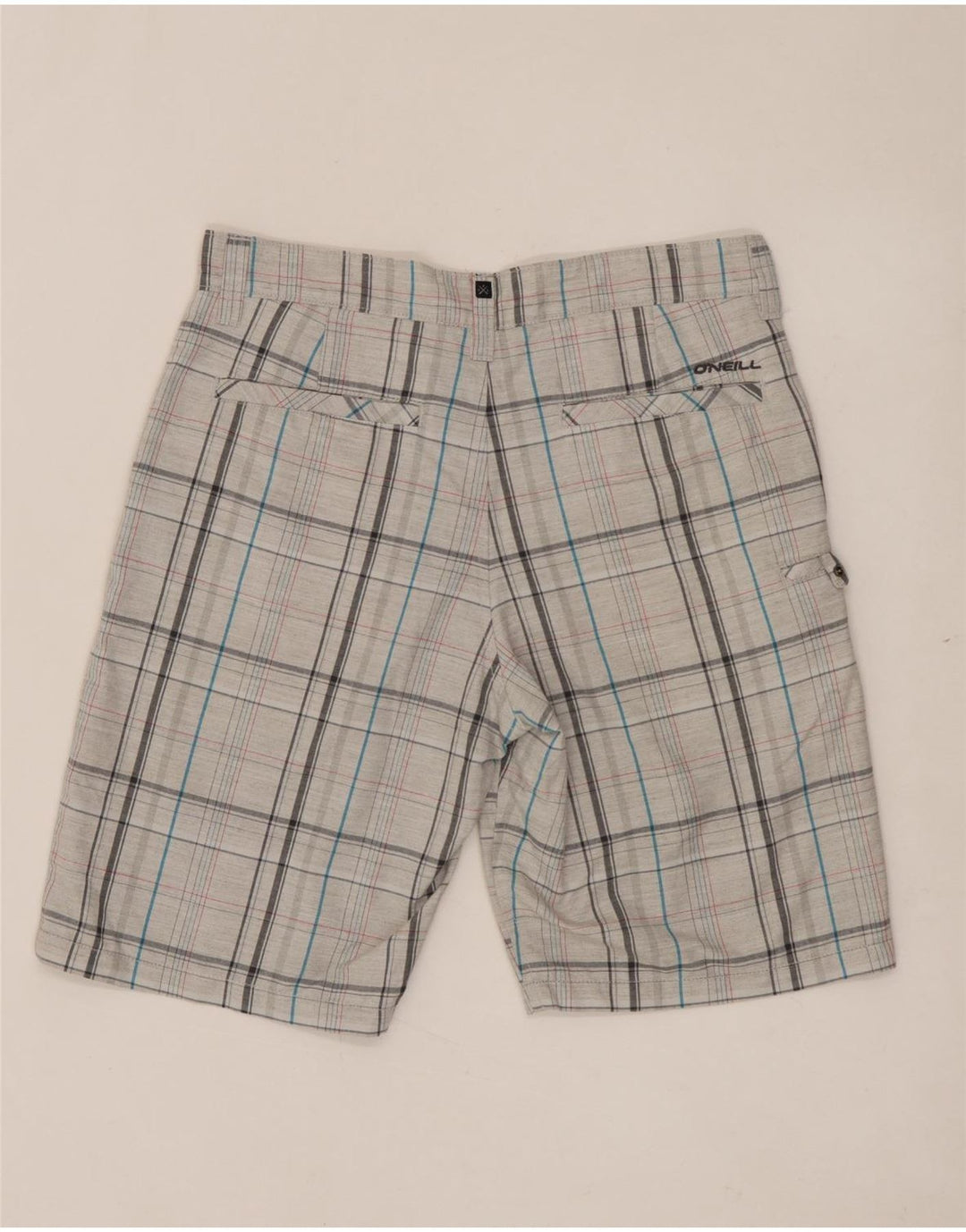 O'NEILL Pantalones cortos chinos para hombre W29 Poliéster a cuadros grises pequeños
