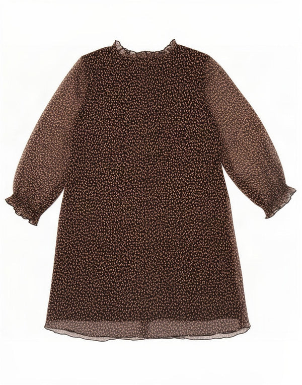 Zara Vestido escalonado de manga 3/4 para mujer UK 6 XS Poliéster con lunares negros