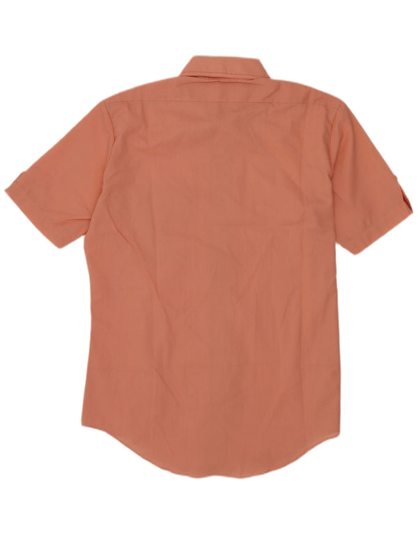 Camisa vintage de manga corta para hombre talla 15 1/2 poliéster rosa medio