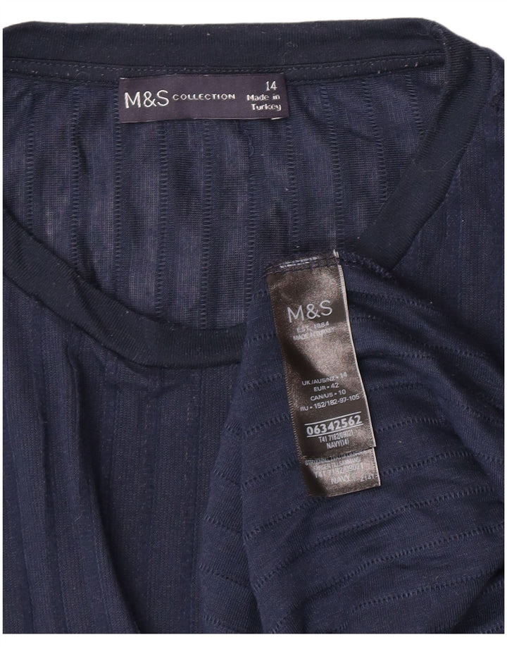 Marks & Spencer Top extragrande para mujer, manga larga, talla 40, talla grande, azul marino
