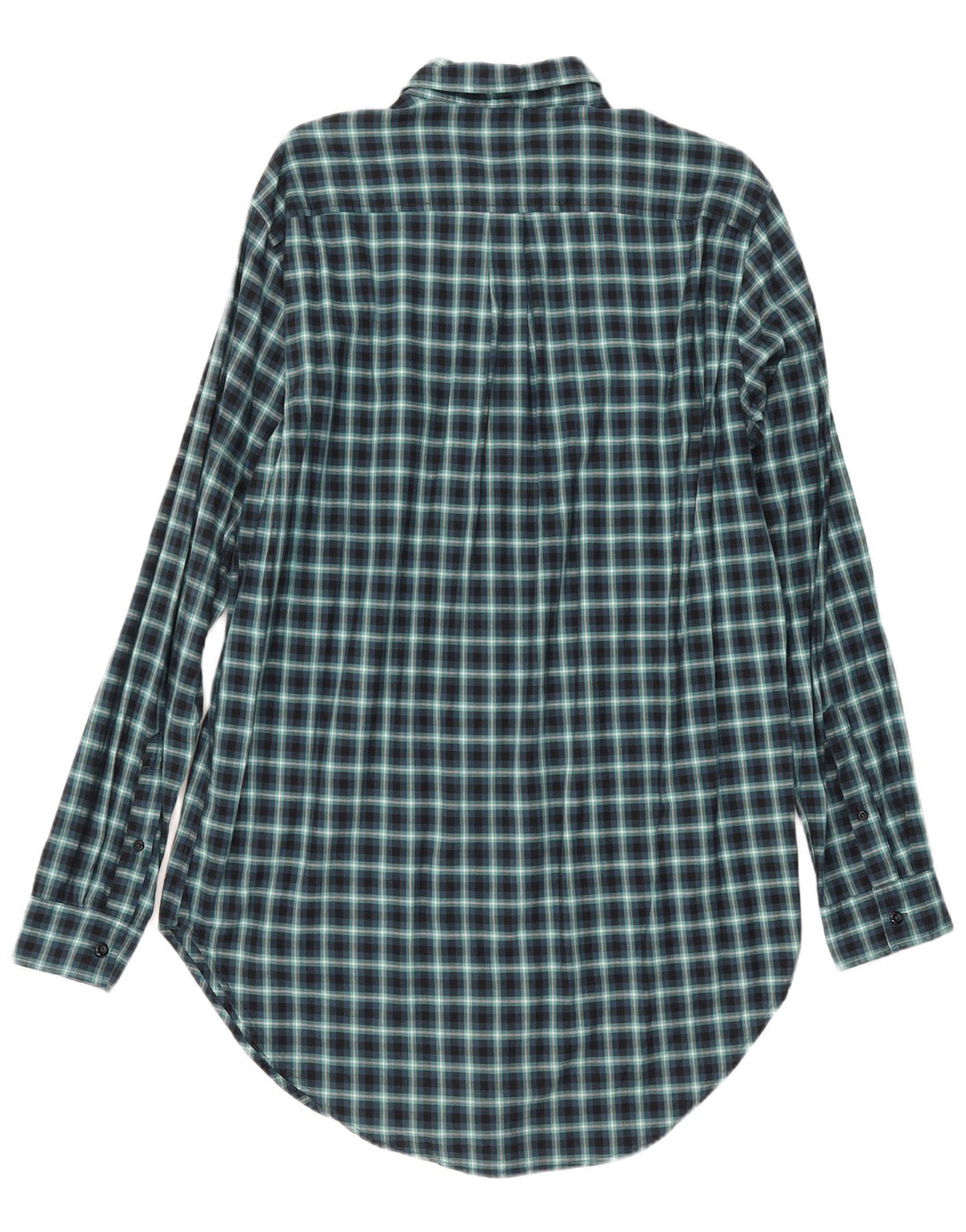 Benetton Hombre Camisa Alta De Franela Grande De Cuadros Vichy Azul Marino