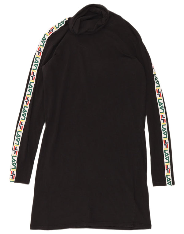 FILA Vestido estilo camiseta con cuello vuelto y gráfico para mujer UK 10 Small Black Colourblock