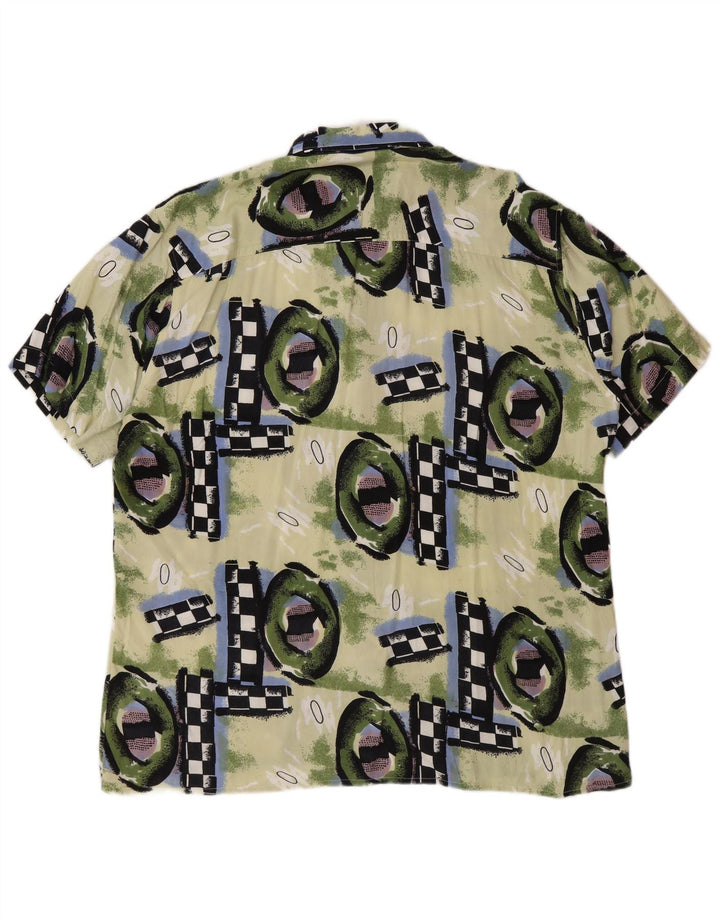 Camisa vintage de manga corta para hombre 2XL Viscosa geométrica multicolor
