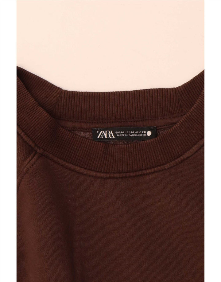Zara Mujer Sudadera Jumper UK 44 Algodón Marrón Medio