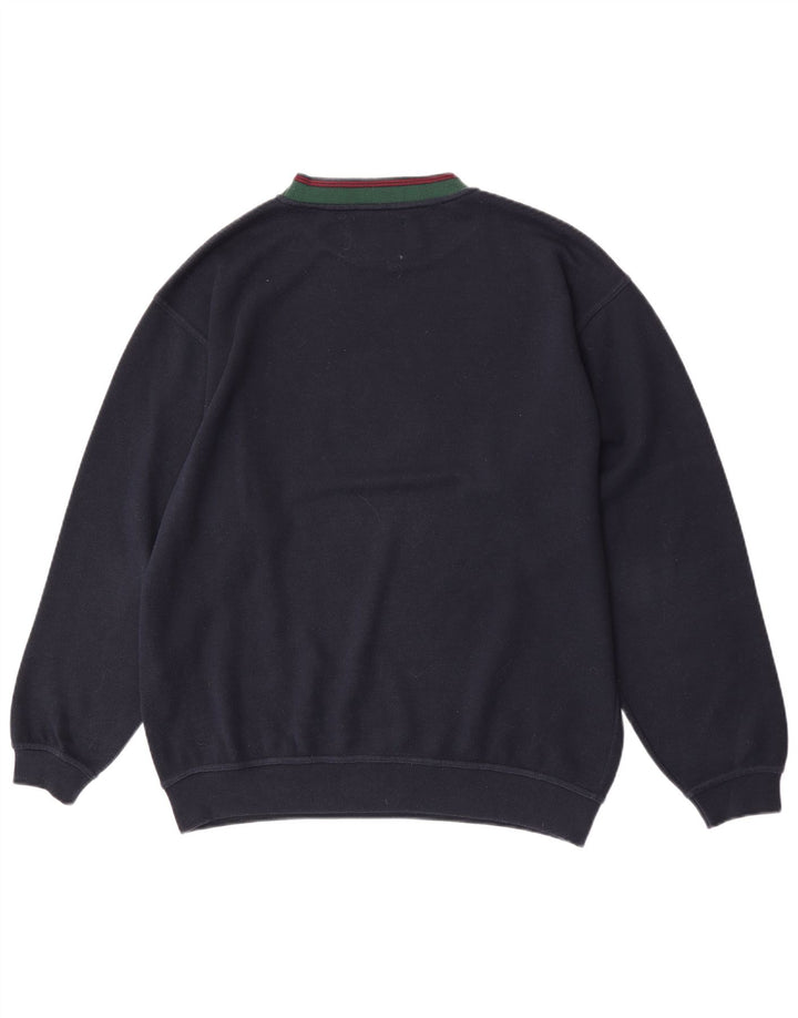 Vintage hombres gráfico regular fit sudadera jumper grande azul marino algodón