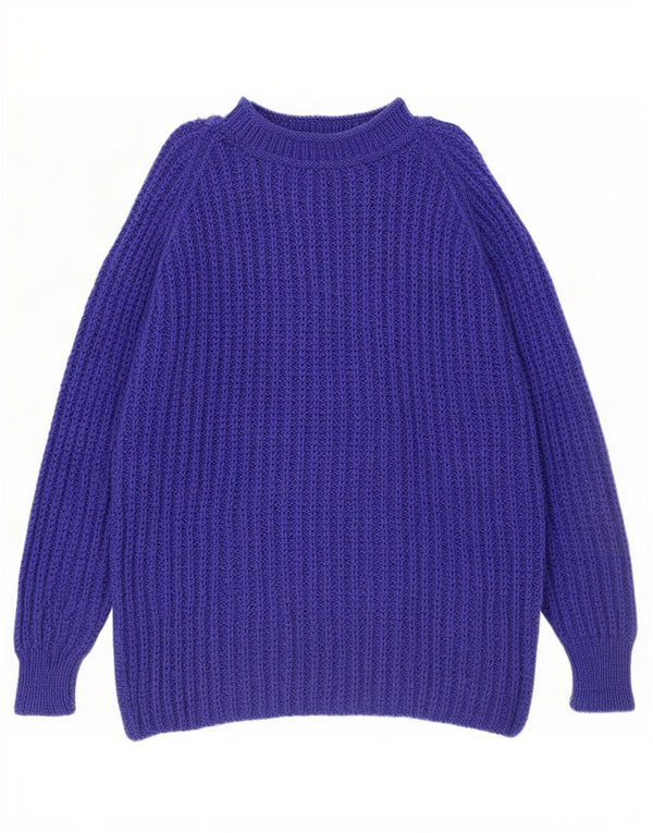 Vintage hombres cuello tortuga jersey suéter azul medio