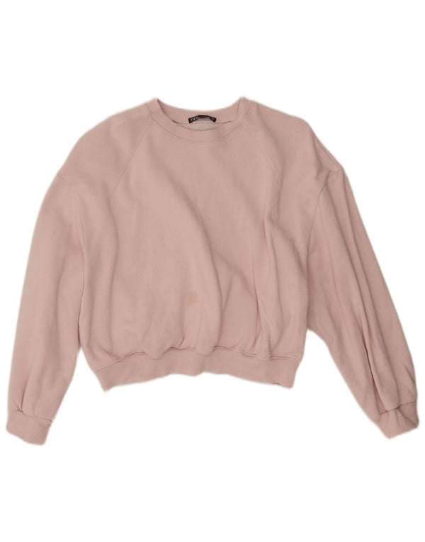 Zara Mujer Crop Sudadera Extragrande Jersey UK 44 Algodón Rosa Medio