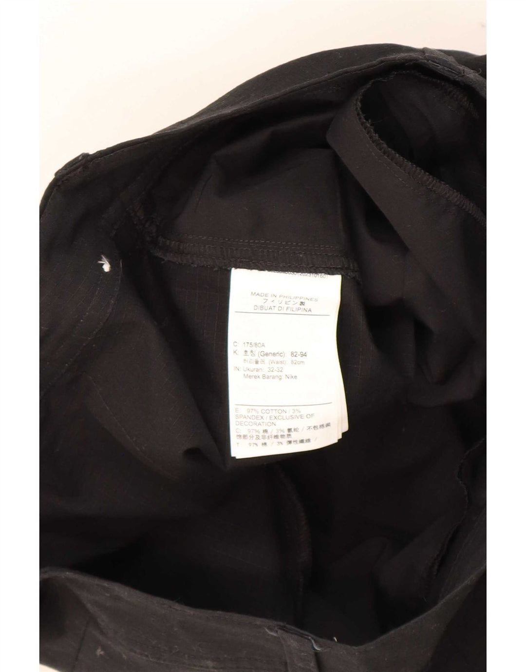 Pantalón cargo cónico Nike para hombre W32 L32 Algodón negro