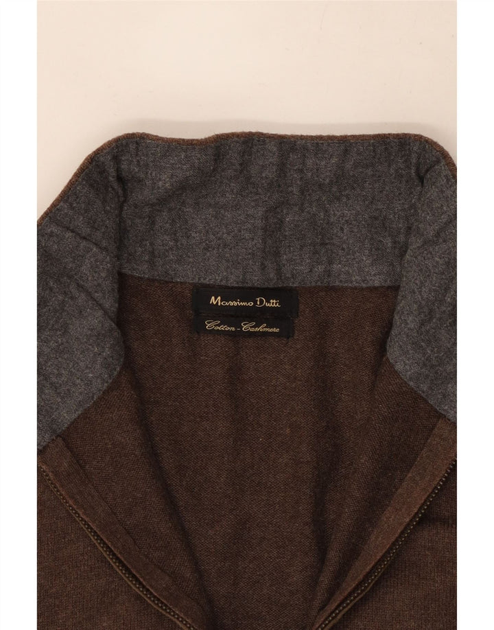 Massimo Dutti Jersey Hombre Con Cremallera Y Cuello Small Marrón Algodón
