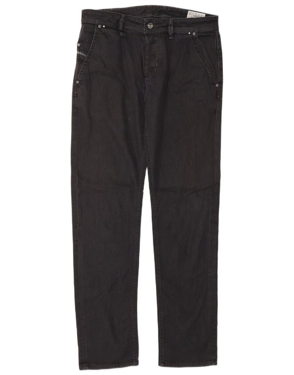 Diesel Vaqueros rectos elásticos Bhetto para hombre W33 L34 Algodón negro
