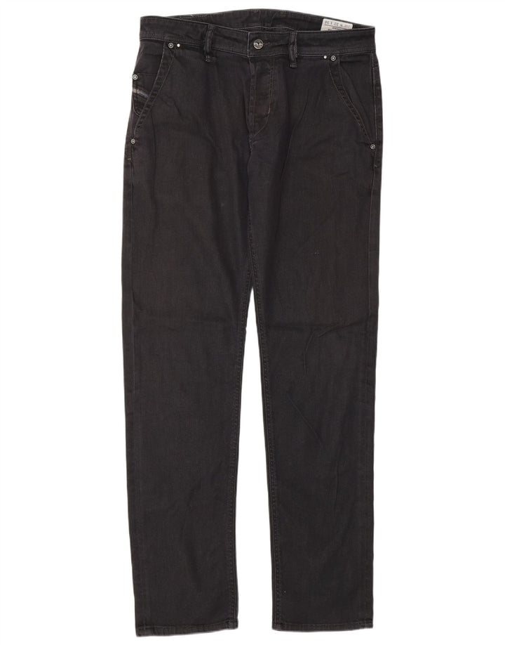 Diesel Vaqueros rectos elásticos Bhetto para hombre W33 L34 Algodón negro