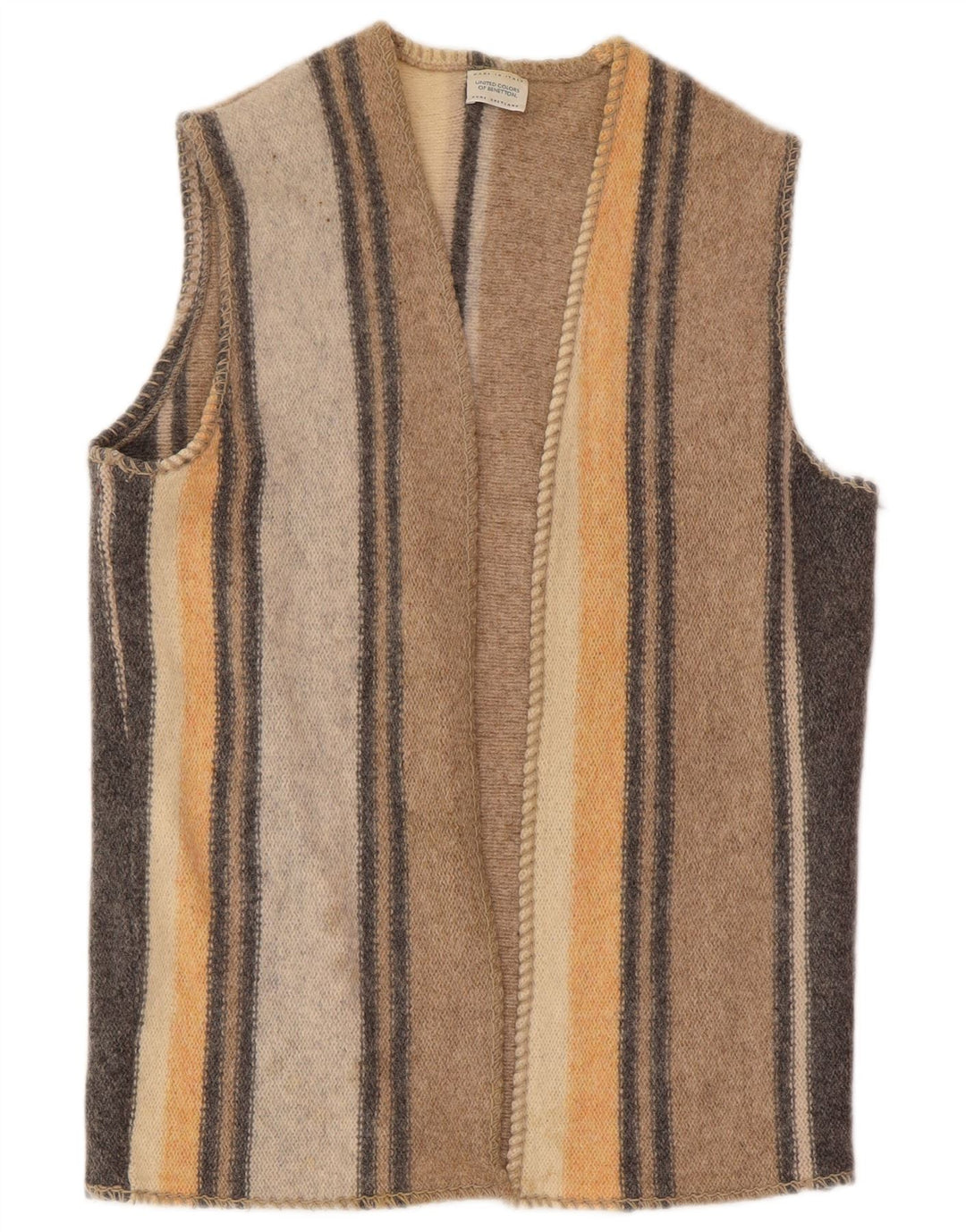 Benetton Cárdigan Sin Mangas para Mujer UK 46 Large Lana Multicolor