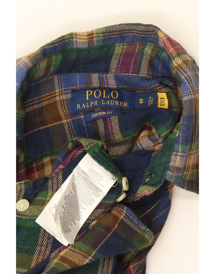 Polo Ralph Lauren Camisa de franela de ajuste personalizado para hombre, cuadros pequeños multicolores