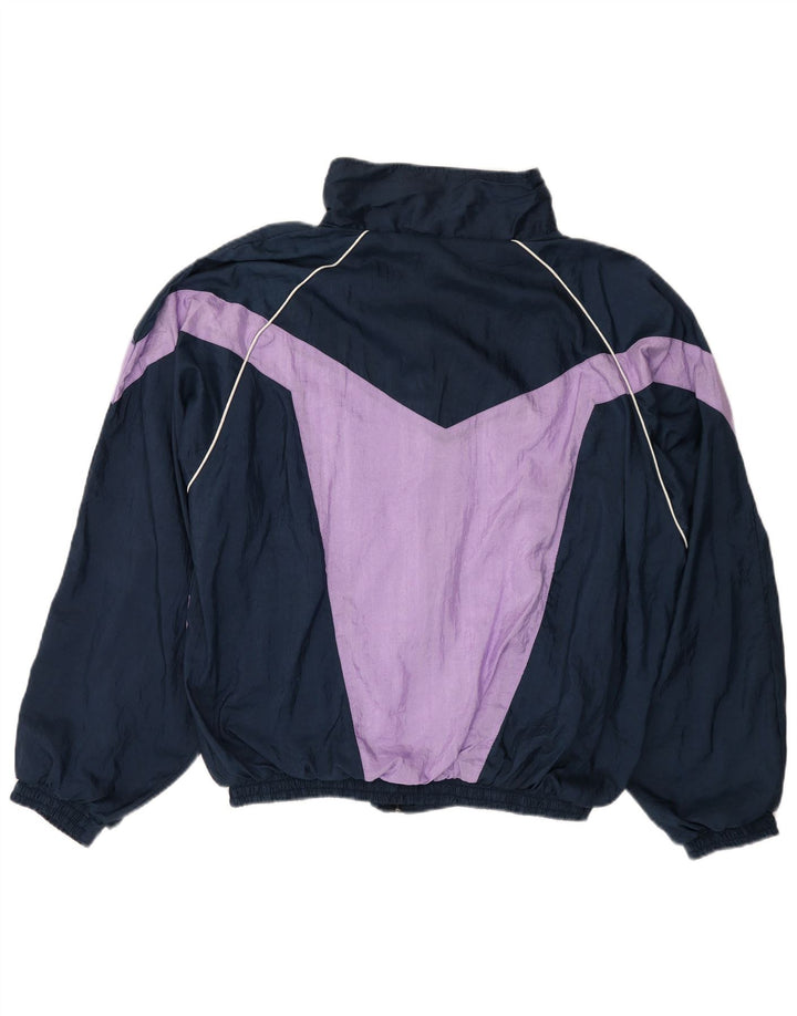 VINTAGE Chaqueta superior de chándal para hombre XL Azul marino Colorblock Poliéster