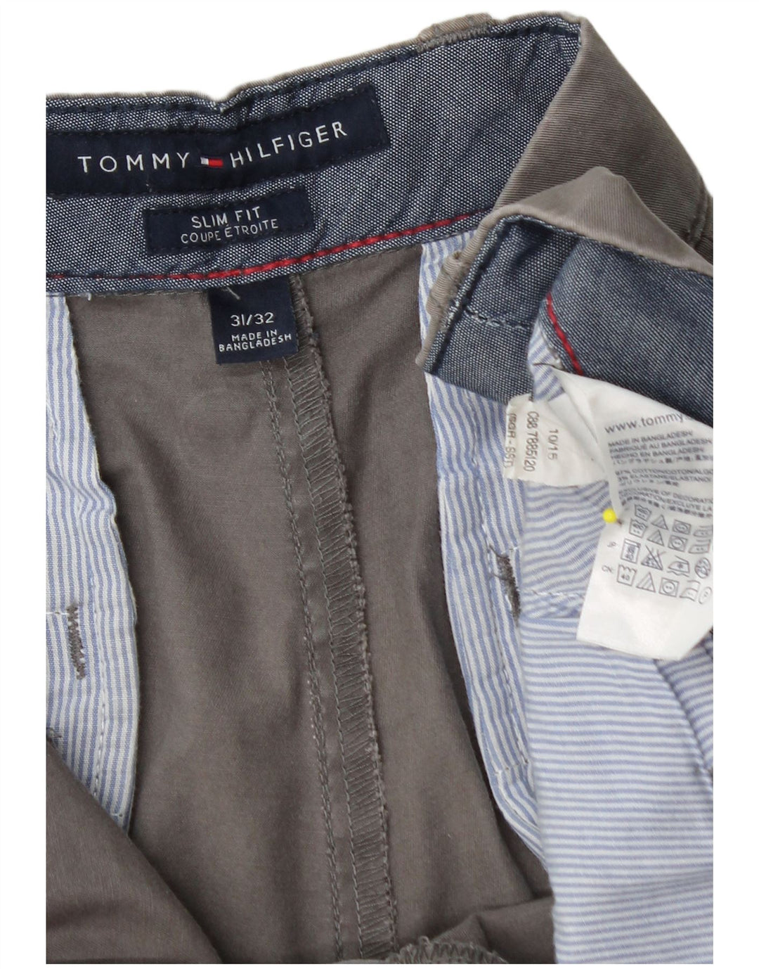 TOMMY HILFIGER Pantalón chino Etroite Slim Fit para hombre W31 L32 Algodón gris