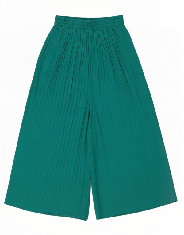 Zara Mujer Pantalón Cullotes Cropped XS W24 L19 Verde Poliéster