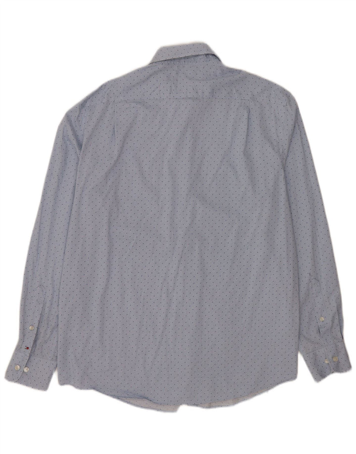 Tommy Hilfiger Camisa de corte regular para hombre Talla 16 1/2 Algodón a cuadros azul grande
