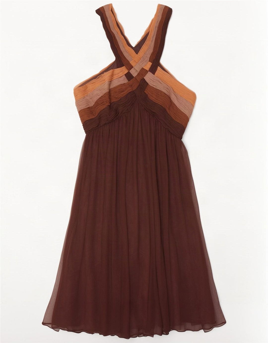 Monsoon Vestido acampanado para mujer, talla 44, talla grande, color marrón, poliéster