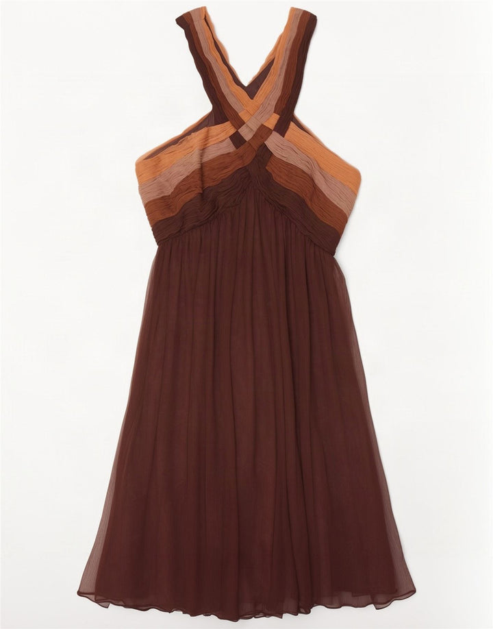 Monsoon Vestido acampanado para mujer, talla 44, talla grande, color marrón, poliéster