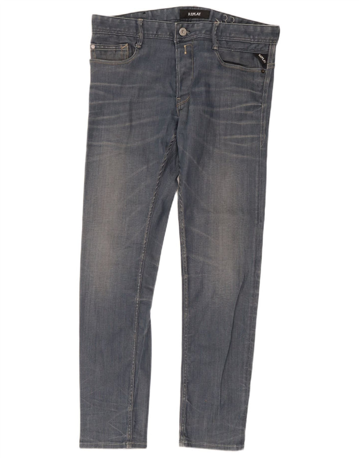Vaqueros ajustados para hombre Replay W33 L32 Algodón azul