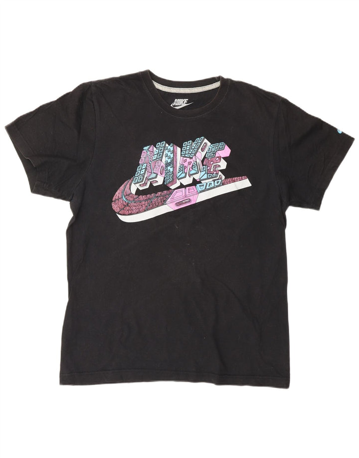 NIKE Camiseta con gráfico de ajuste regular para hombre, talla pequeña, negro