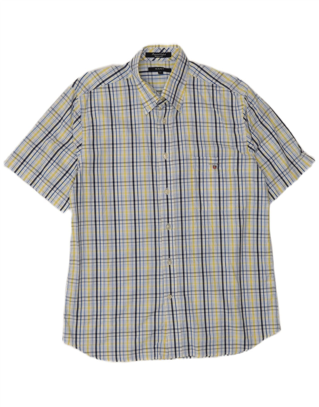 Gant Camisa Regular Fit De Manga Corta De Algodón A Cuadros En Azul Medio |