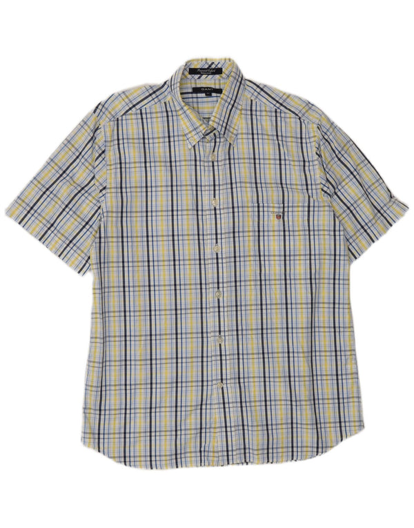 Gant Camisa Regular Fit De Manga Corta De Algodón A Cuadros En Azul Medio |