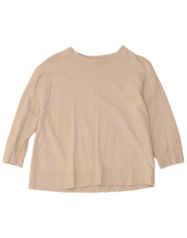 Zara Mujer Sudadera Manga 3/4 Jersey UK 10 Small Beige