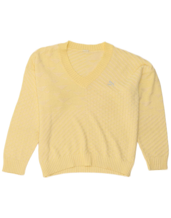 Puma - Jersey con cuello en V para mujer, talla 40, color amarillo