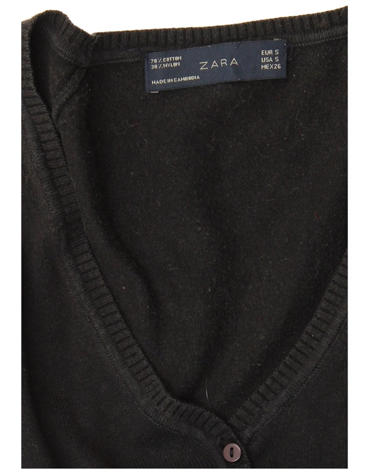 Zara Mujer Cárdigan Suéter UK 10 Small Negro