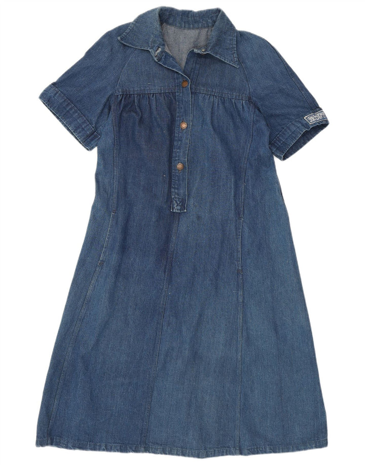 VINTAGE Vestido de mezclilla para mujer Reino Unido 12 Azul medio