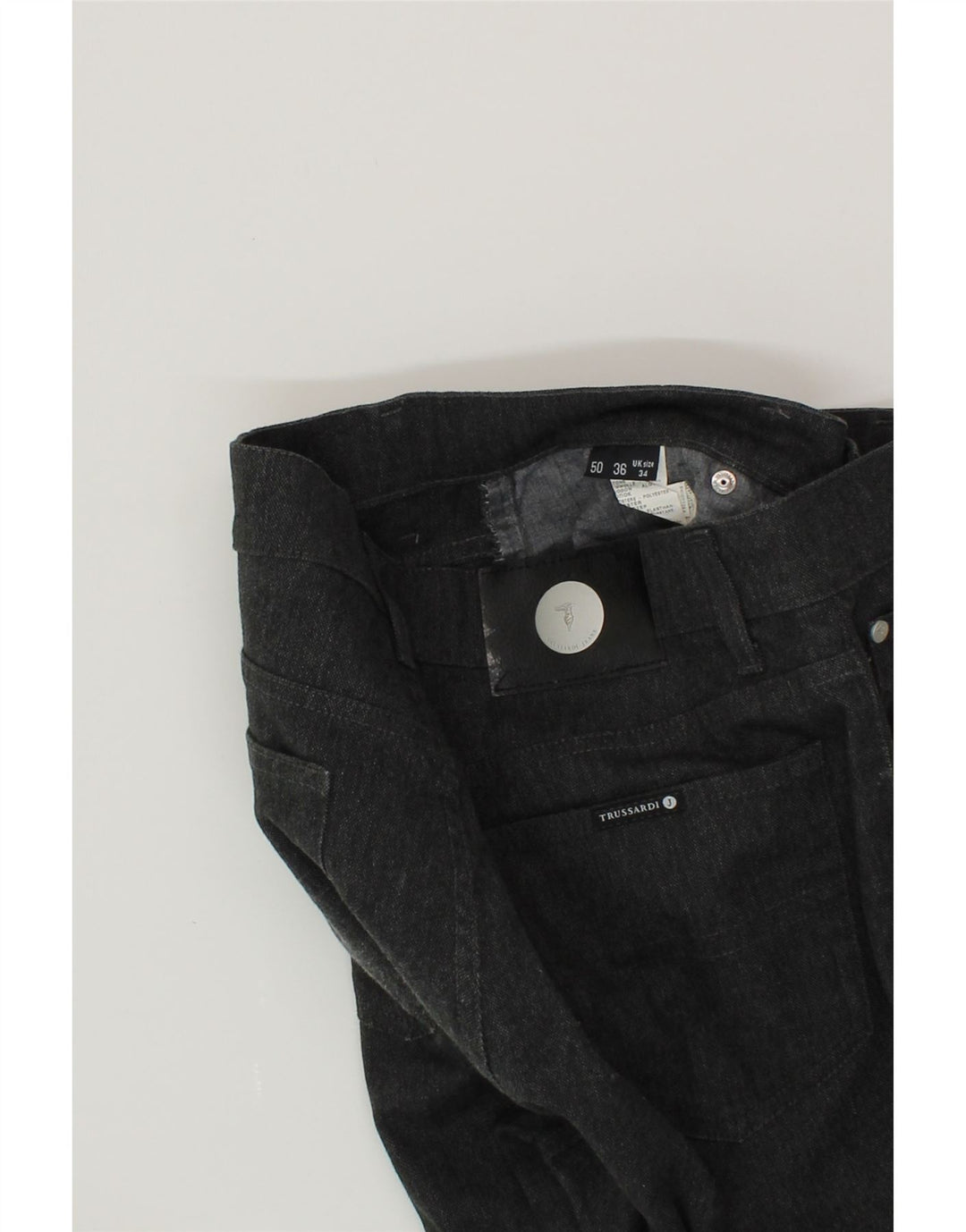 TRUSSARDI Mens Straight Jeans W34 L29 Grey Cotton Vintage Trussardi and Second-Hand Trussardi from Messina Hembry 