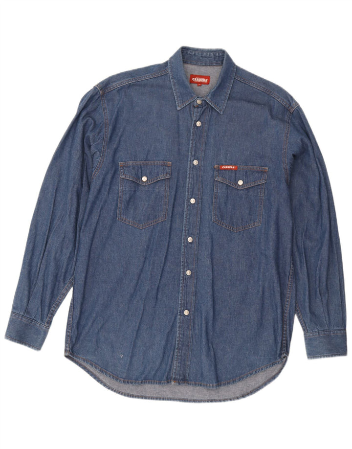 Camisa Vaquera Carrera Hombre Azul Medio Algodón