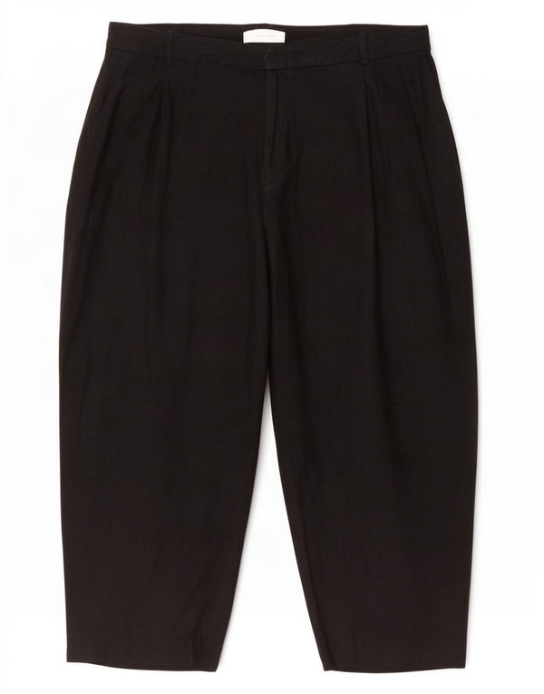 Zara Pantalones Capri Holgados De Cintura Alta para Mujer UK 18 XL W32 L24 Negro