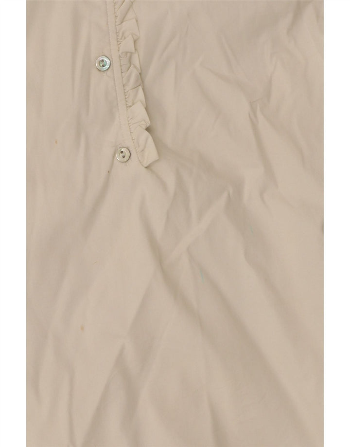 Zara Camisa tipo pulóver con volantes en la parte delantera para mujer UK 8 Small White Cotton