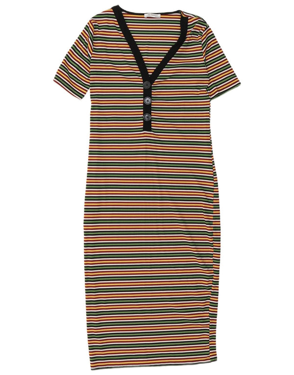 Zara Mujer Trafaluc Vestido Camiseta Reino Unido 10 Pequeño Multicolor Rayas
