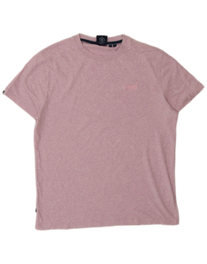 SUPERDRY Hombre Camiseta Top Large Rosa Algodón