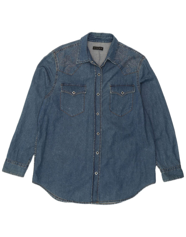 Camisa Vaquera Extragrande IT 46 Large De Algodón Floral Azul | Etro Mujer