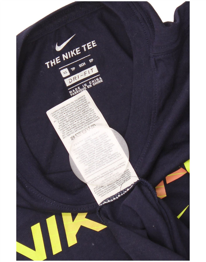 Camiseta NIKE Dri Fit Graphic para hombre Top XS Poliéster azul marino