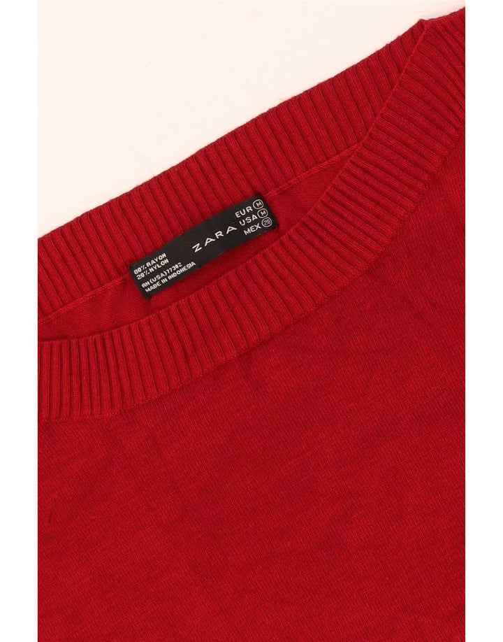 Zara Suéter tipo jersey con cuello barco y ajuste regular para mujer UK 40 Medium Rayón rojo