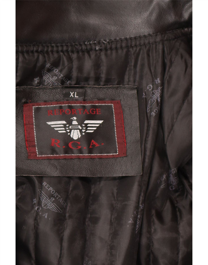 REPORTAGE Abrigo de cuero para hombre UK 42 XL Negro