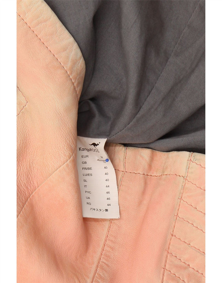 KANGAROOS Womens Faux Leather Biker Jacket UK 12 Medium  Pink Polyester Vintage Kangaroos and Second-Hand Kangaroos from Messina Hembry 