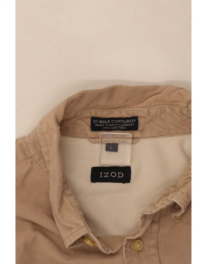 Izod Hombre Camisa De Pana Grande Algodón Beige