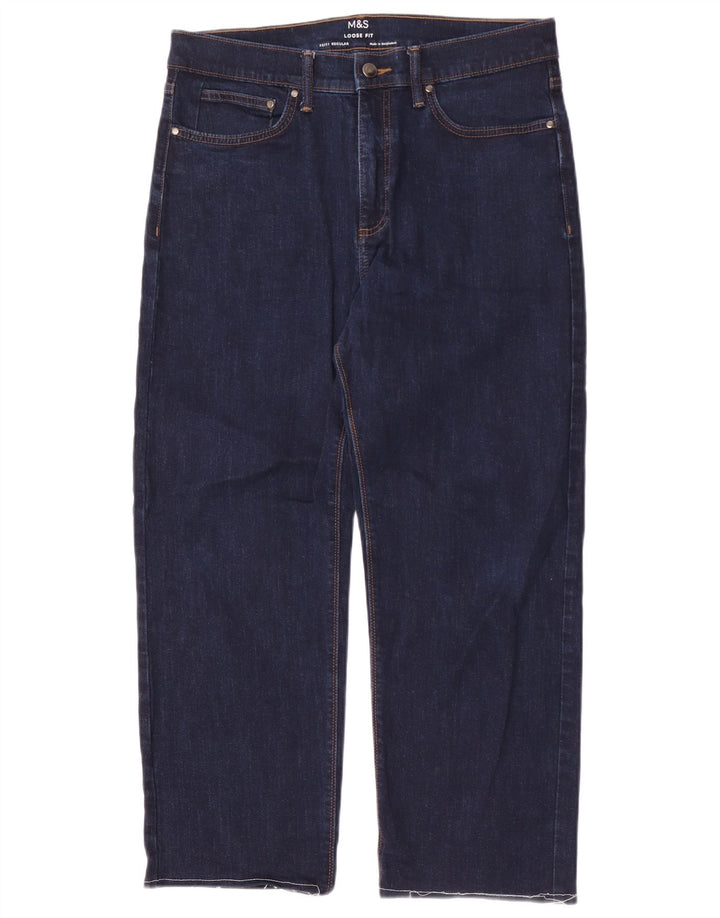 Marks & Spencer Jeans Sueltos para Hombre W32 L27 Algodón Azul Marino