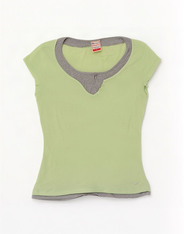 Champion Heritage Fit Camiseta para Mujer UK 40 XL Verde Colorblock