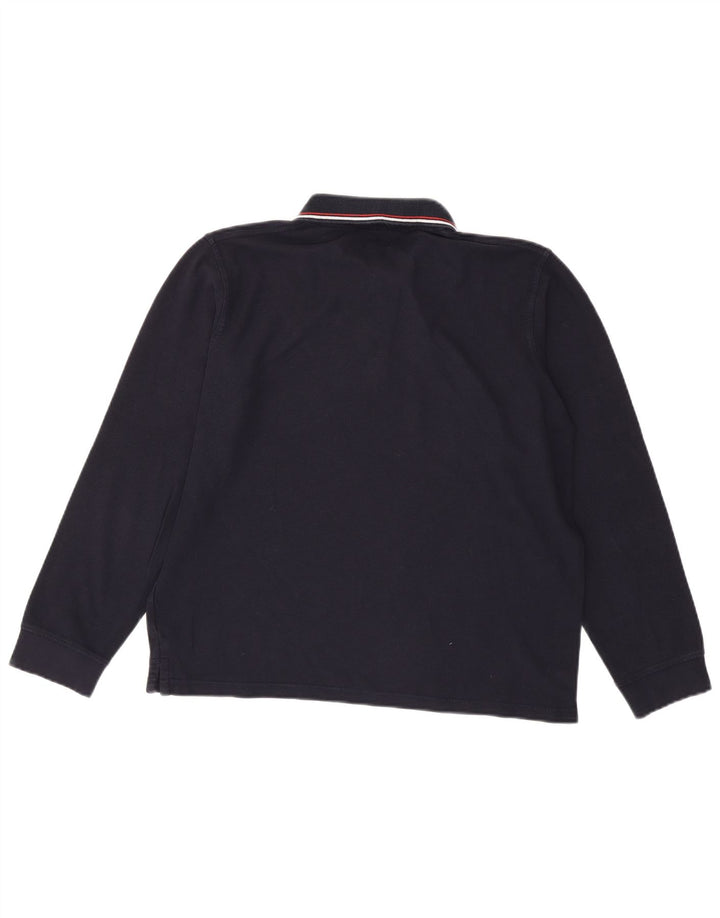 COVERI Mens Long Sleeve Polo Shirt Medium Navy Blue Cotton