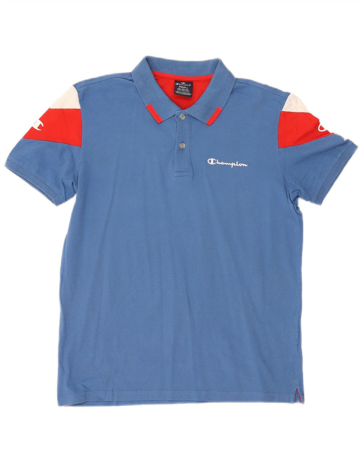 CHAMPION Polo gráfico para hombre con bloques de color azul pequeño