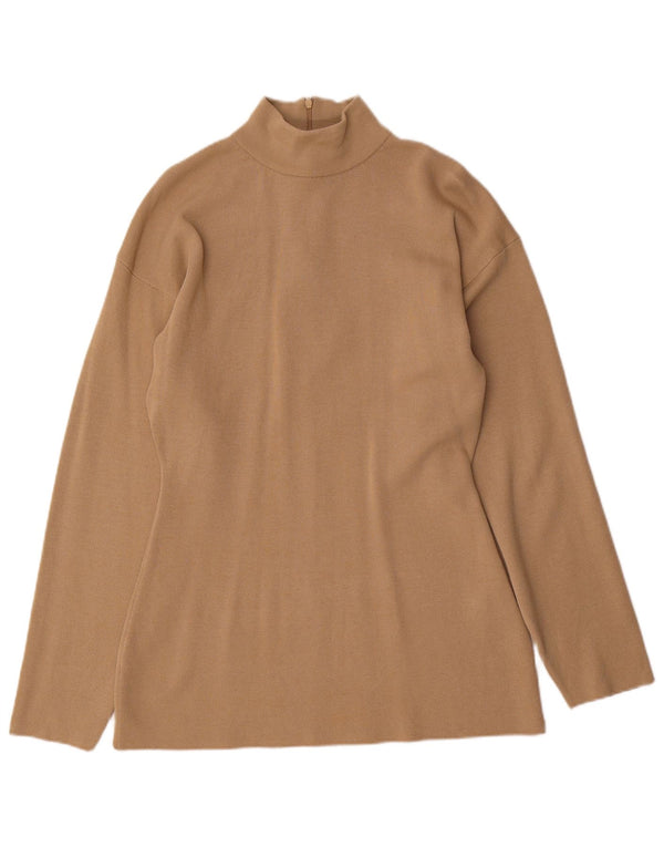 Zara Mujer Top Manga Larga UK 44 Large Viscosa Marrón